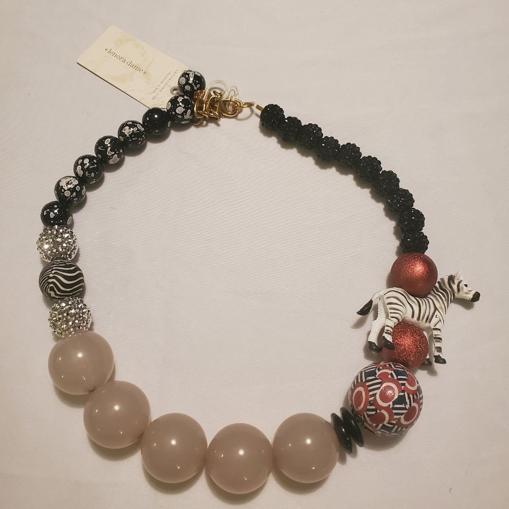 Lenora dame anthropologie zebra necklace NWT